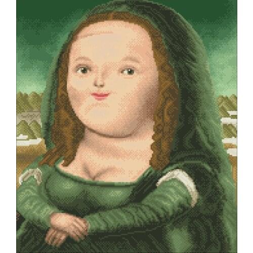 Funny Mona Lisa smile cross stitch package 18ct 14ct 11ct white cloth people woman kit embroidery DIY handmade needlework