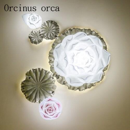 Modern Chinese lotus ceiling lamp living room bedroom balcony aisle restaurant LED decorative lotus ceiling lamp free shipping