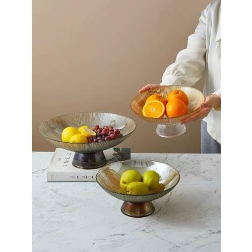 Glass Fruit Plate with Stand Luxury Dishes for Serving Snack Cake Tray Display Tabletop Fruit Storage Kitchen Home Decoration