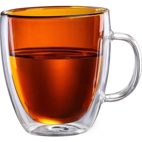 Stained Glass Coffee Cup Transparent Handheld Double Glass Tea Cup Indoor Office Milk Water Glasses Coffee Supplies