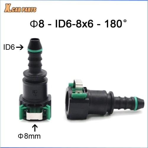 High Quality Car Fuel Line Quick Connector 8mm ID6 8x6 180 degree SAE 5/16 Fuel Pipe Joint Nylon Connector For Car 2 pcs