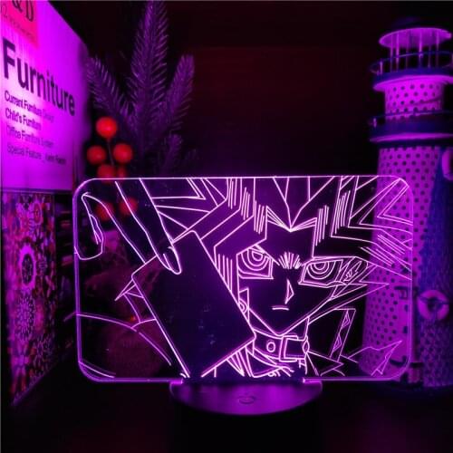 Yu-Gi-Oh! Yugi Muto 3D Night Light Anime Figure Decoration Lampara Home Decor Manga Neon Decor Lights AIBO Lights Yu Gi Oh Lampe