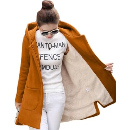 Autumn Winter Womens Fleece Jacket Coats Female Warm Thick Female Full Sleeve Hoodies Jackets Long Hooded Coats Outerwear