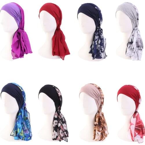 12 Colors Fashion Muslim Women Inner Hijabs Hats Turban Head Cap Hat Beanie Ladies Hair Accessories Muslim Scarf Cap Hair Loss