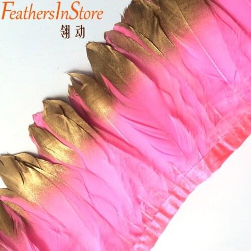 10M PINK geese feather trimming feather fringes strip goose feather trims 6-8 inch for Carnival decoration