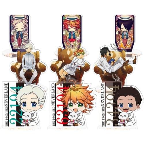 10pcs/lot The Promised Neverland Emma Norman Ray Cosplay Party Acrylic Keychain Keyring Phone Pendant stand model toy Gifts