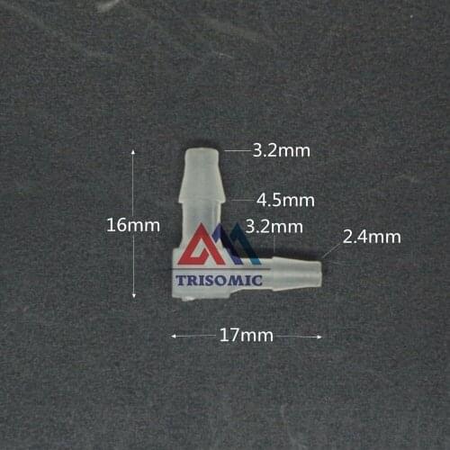 2.4mm*3.2mm Elbow Reducing Aquarium Connector Tube Joiner Material PP Plastic Fitting Fish Tank Airline