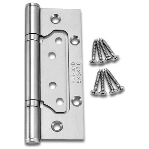 2 Pcs (1 Pair) New Furniture Accessories 4" 5-inch Free Slotted Wood Door Hinge Thickened Silent 304 Stainless Steel Hinges