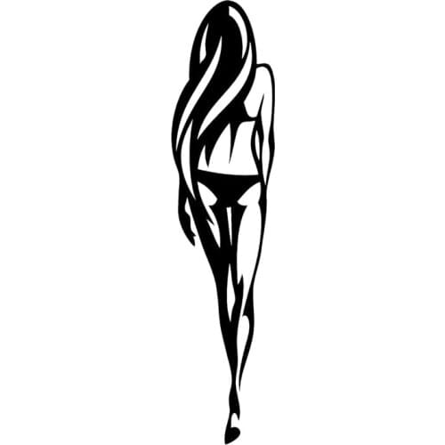 3.2cm*13.6cm Sexy Girl Fashion Decor Car Styling Vinyl Car Sticker Black/Silver S3-6147