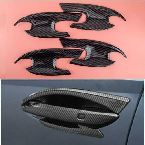 4Pcs ABS Carbon Fiber Style Car Outer Door Handle Bowl Cup Cover Trim Fit for Hyundai Sonata 2020 2021 Accessories