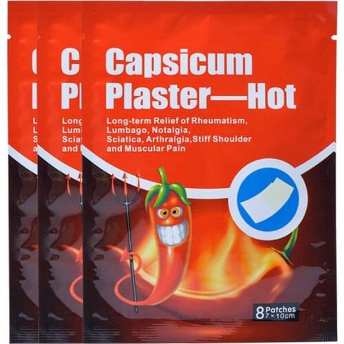 96Pcs=12Bags Natural Chili Chinese Herbs Plaster Patch Neck Shoulder Waist Leg Muscle Pain Relief Patches Capsicum Hot Massage
