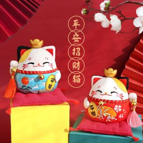 Maneki Neko keychain DIY Embroidery lucky cat pendant Omamori cartoon Needlework Handmade Amulet Cross Stitch Kit Amulet Sachet