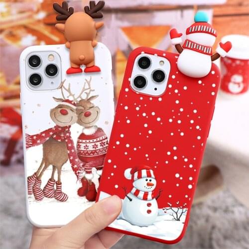 Cute 3D Doll Cartoon Christmas Snowman Deer Phone Case For iPhone 11 PRO MAX X XR XS MAX 7 8 6 6S Plus 5 5S SE 2020 Cover Gifts