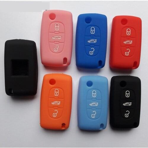 Flip Remote Key Case Shell Silicon Fob Pouch Case For PEUGEOT 407 307 308 607 For Citroen C2 C3 C4 Hatch C6 C8 Keyless 3Button