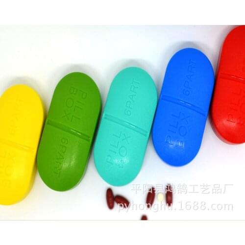 By ems or dhl 200pcs high quality Portable 6 Slots Pill Case