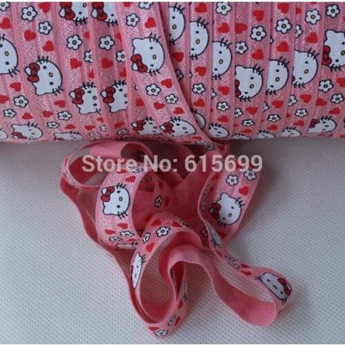 5/8" pink FOE Elastic, printed fold over elastic for headbands