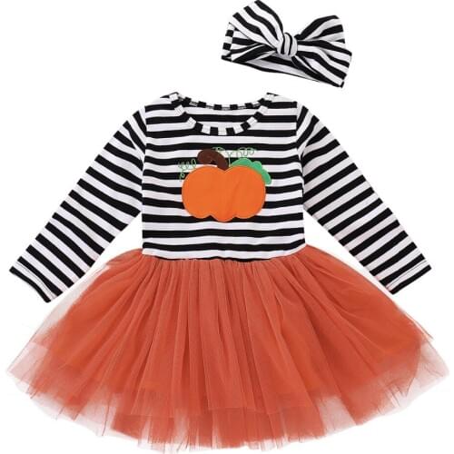 Emotion Moms Halloween Clothes for Baby Girl Baby Costume Girls Dresses Pumpkin Orange Kid Dress Halloween baby girls dress