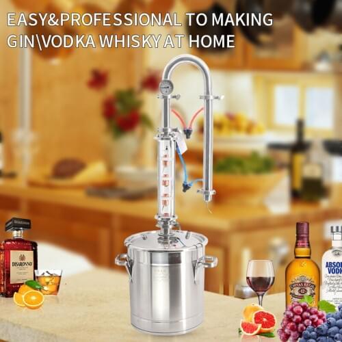 HOOLOO 22L 4-layer Distillation Machine Tubular Exchanger Small Moonshine Still Brewing Distiller Crystal Tower Equipment