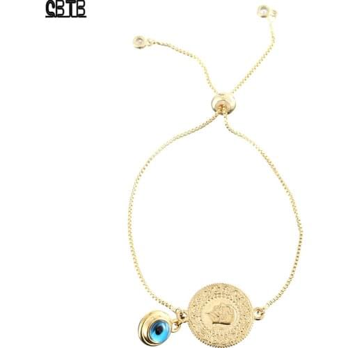 Exquisite Thin Chain Evil Eye Bracelet Adjustable Turkish Coin Charm Bracelet Hot Selling Jewelry Accessories Gifts for Girls