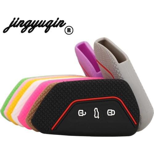 Jingyuqin 3 Buttons For VW Volkswagen Golf 8 Mk8 2020 Skoda FOB Silicone Remote Car Key Protector Case Cover Keychian Holder