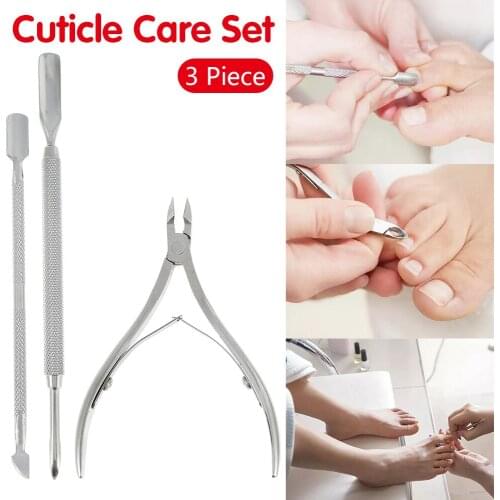 3 pcs/set Cuticle Care Set Cuticle Nippers Scissors Pushers Clippers Trimmer Dead Skin Remover Nail Art Manicure Pedicure Tools
