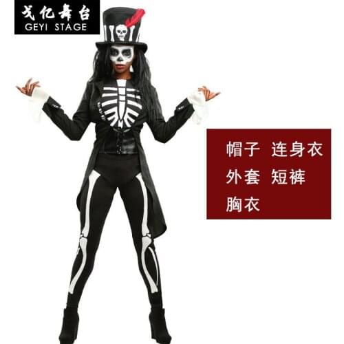 COS Voodoo Skull Adult Female Halloween Annual Meeting Stage Costume Skeleton Wizard Cosplay Costume