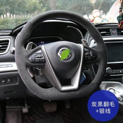 Steering wheel cover for Nissan Sylphy Qashqai hand-stitch Premium suede Grip Teana Tiida Murano X-TRAIL Auto parts