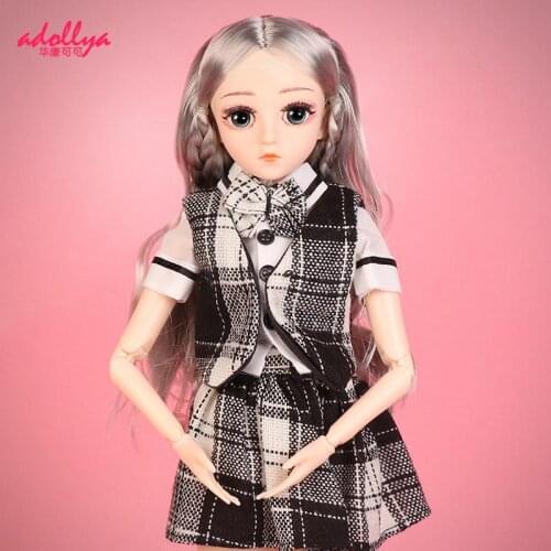 Adollya BJD Doll Full Set Female Body Long Hair Campus Style Toys For Girls Movable Joints Accessories 45cm 18 Jointed Dolls Bjd