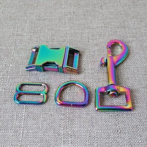 20Sets 20mm Webbing Metal Straps Slider D Ring Release Buckle Carabiner Hook Lobster Clasp For Pet Dog Collar Leash Accessories