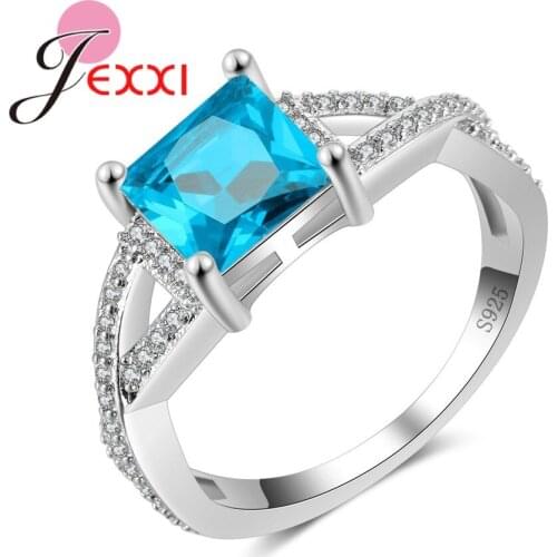 Trendy Geometric Design Fashion Cubic Zircon Crystal Wedding Engagement Rings For Women Fashion Bridal Finger Ring Jewelry