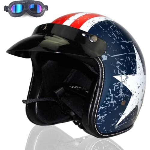 Vespa Motorcycle Helmet 3/4 Open Face Helmets for Vintage Motorbike Scooter Retro Choppe DOT Approved