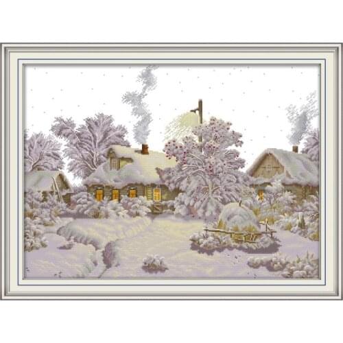Winter Village cross stitch kit aida 14ct 11ct count print canvas cross stitches needlework embroidery DIY handmade