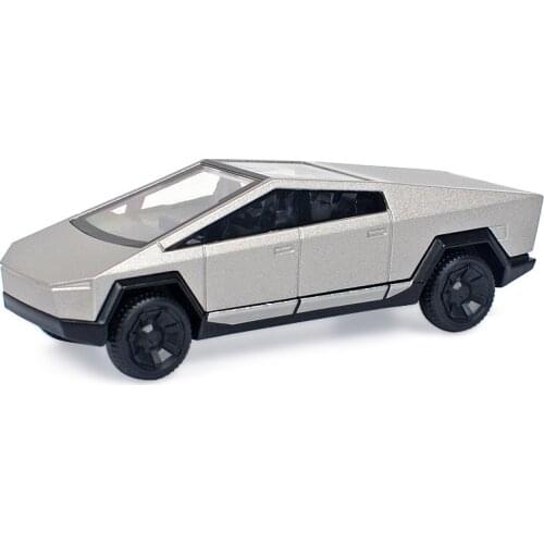 New 2021 1:64 Tesla Cybertruck Truck 01 Silver Diecast Car Model Boy Gifts Free Shipping Original Box