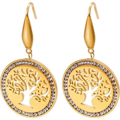 New Christmas Hoop Earrings Round cubic zirconia stainless steel Stud Earrings for women girls