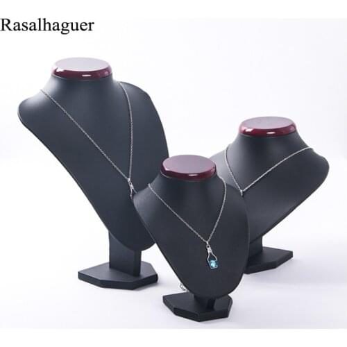 Wholesale 3 Options Model Luxury PU Leather Jewellery Display Necklaces Bust Pendants Stand Choker Holder Jewellery Rack Show