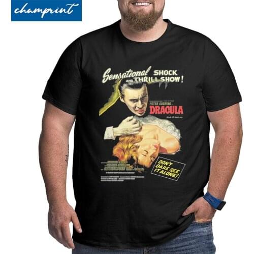 Dracula Original Hammer Poster 1958 T Shirt Men The Mummy Horror Movie T-Shirt Big Tall Tee Shirt Big Size 4XL 5XL 6XL Tops