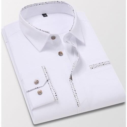 Autumn Mens Long Sleeve Shirts Business Formal Shirts Floral Large Size Top Korean Version Slim Youth Trend Dress Shirts M-5XL