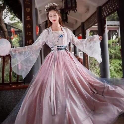 Ancient Hanfu Dress Folk Dance Costume Women Han Dynasty Princess Fairy Hanfu Dress Oriental Style Dance Clothing Girl Cosplay