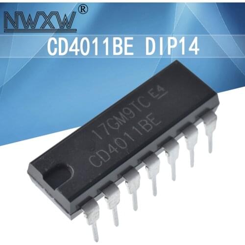 10pcs/lot CD4011 CD4011BE DIP14 TC4011 four-way 2 input NAND gate logic chip straight plug
