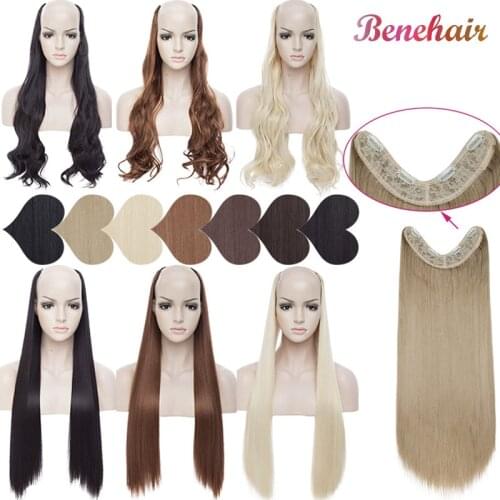 BENEHAIR U-part Clip In Hair Extensions 4 Clips In Hairpiece Synthetic Hair Extensions Fake Hair For Women