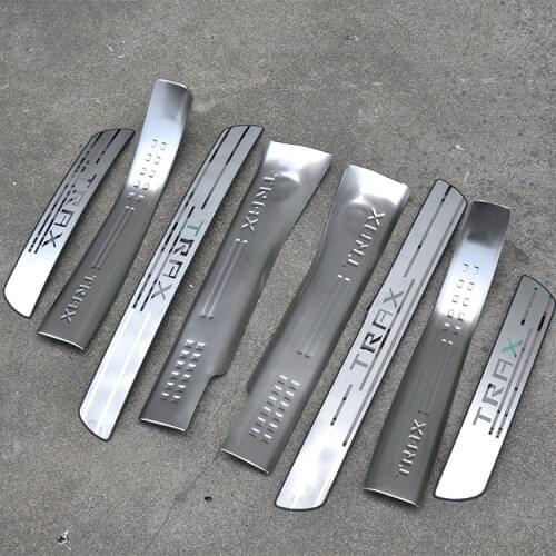 High quality stainless steel inside external Scuff Plate/Door Sill Protector Sticker For 2014-2018 Chevrolet TRAX(8pc)