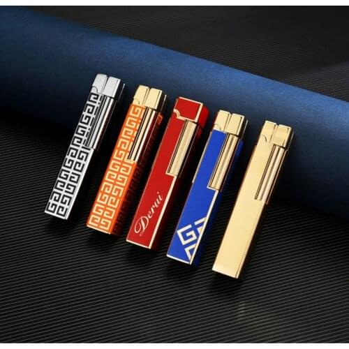High-end Long Strip Ladies Gas Lighter Creative Lighter Grinding Wheel Flint Metal Butane Lighters Smoking Ignition Gadgets