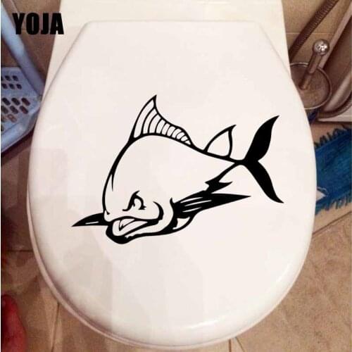 YOJA 23.8X14.7CM Funny Toilet Decal Tuna Fish Kids Room Decoration Wall Sticker T5-0369
