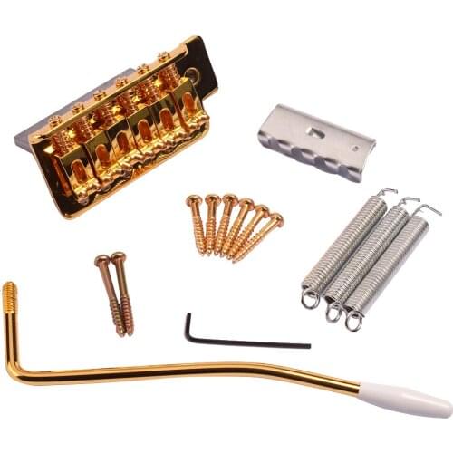 Gold Electric Guitar Tremolo Bridge Single Locking System Kit Replacement Parts for Fender ST Style Guitars