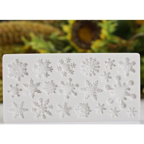 Luyou 1PCS Snowflake Shape Cake Mold Silicone Snow Fondant Mold Sugar Craft Cake Tool Snow Fondant Christmas Winter Decor FM1481