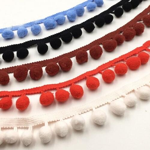1Yard(91cm) Tassel Pom Pom Lace 1.5CM Ball Pom Pom Trim For Curtains Dress Fringe Sewing Material Supplies