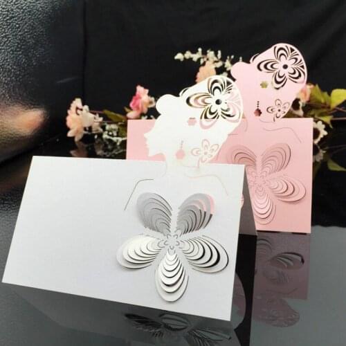 10pcs Laser Cut pretty girl Table Name Card Decoration Place Cards wedding table decoration card 6z