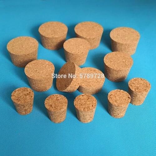 100pcs Top DIA 7.5mm to 30mm Wooden Cork Lab Glass Bottle Stopper Kettle Pudding Bottle Cork Cap Burette Tube Wood plug