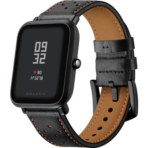 22mm strap for Huami Amazfit GTR 47mm/pace/stratos band Genuine Leather watch belt bracelet for Amazift 1/2/2S Accessories