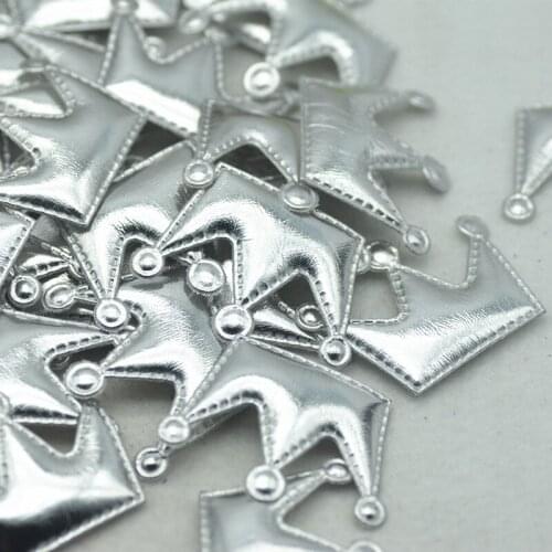 38mm*50mm 30PCS/Pack Silver Ultrasonic Sewing Crown Patches,DIY Crafts,Shoes Decoration Free Shipping